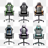 PNG gaming chair element set, transparent background