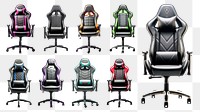 PNG gaming chair element set, transparent background