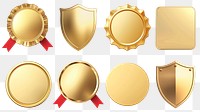 PNG golden badge design element set, transparent background