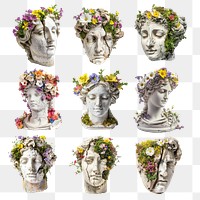 PNG aesthetic statue element set, transparent background