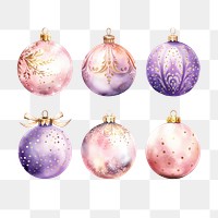 PNG christmas ornaments element set, transparent background