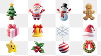 PNG 3D christmas element set, transparent background