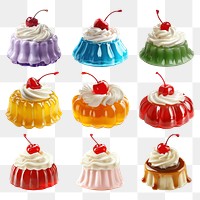 PNG jelly dessert design element set, transparent background