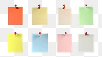 PNG pinned notepad element set, transparent background