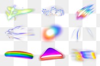 PNG prism effect element set, transparent background