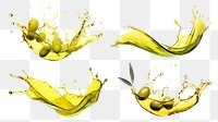 PNG olive oil splash element set, transparent background