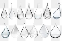 PNG waterdrops effect element set, transparent background