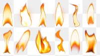 PNG Lighter flame element set, transparent background