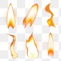 PNG Lighter flame element set, transparent background