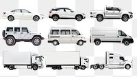 PNG white car design element set, transparent background