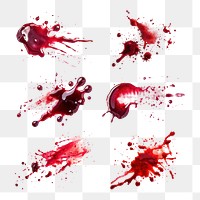 PNG blood splatter  design element set, transparent background