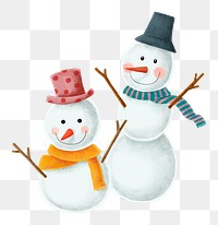 Winter snowman png sticker hand drawn illustration