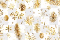 PNG Glittering gold pine branches pattern illustration snowflakes.