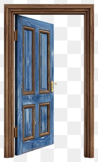 PNG Blue wooden door open frame