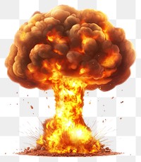 PNG Explosive fiery mushroom cloud.