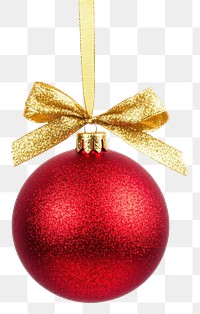 PNG Red Christmas ball christmas hanging ribbon.