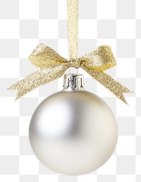 PNG Silver Christmas ball christmas hanging ribbon.