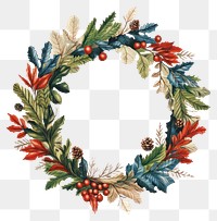 PNG Christmas wreath illustration traditional decoration.