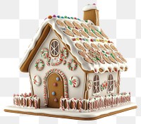 PNG 3d rendering of Christmas gingerbread house front view christmas dessert sweets.