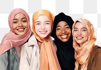 PNG Diverse women smiling smile hijab scarf. 