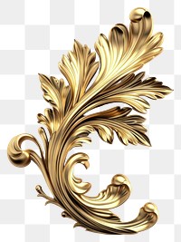 PNG Rococo leaf gold jewelry brooch.