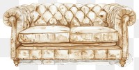 PNG Vintage watercolor chesterfield sofa illustration