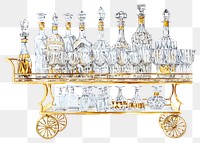 PNG Elegant crystal decanter cart