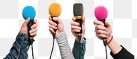 PNG Colorful microphones held by hands