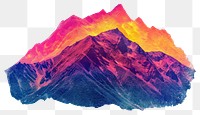 PNG Mountain Risograph style volcano nature white background.