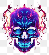 PNG Neon skull fire pattern purple light.