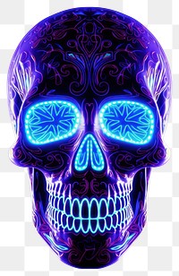 PNG Neon skull light purple night.