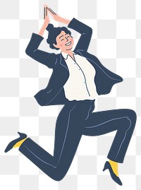 PNG Joyful businesswoman jumping illustration