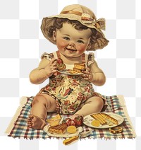 PNG Vintage baby picnic illustration