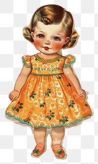 PNG Vintage paper doll in dress