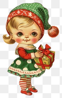 PNG Vintage Christmas girl illustration