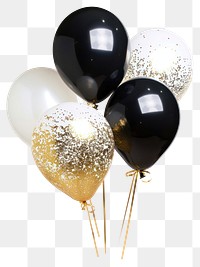 PNG Elegant black white gold balloons