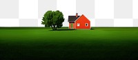 PNG Red house green field border, transparent background