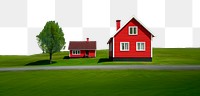 PNG Red houses green landscape border, transparent background