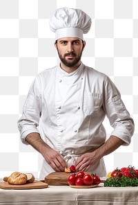 Chef adult food white background.