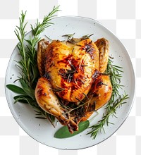 PNG Photo of roasted roast chicken plate rosemary meat.