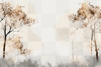 Autumn watercolor forest  png paint texture overlay, transparent background