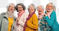 Joyful mature women people laughing glasses adult.