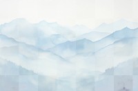 Serene misty blue mountain  png paint texture overlay, transparent background