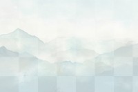 Serene watercolor mountain  png paint texture overlay, transparent background