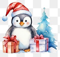 Cute penguin winter christmas snowman. 