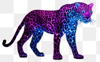 PNG Neon full body leopard wildlife mammal animal.