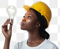 Engineering black woman lightbulb clothing apparel.