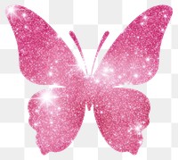 PNG Pink butterfly icon glitter petal white background.