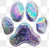 PNG Glitter cat paw print flat sticker accessories accessory gemstone.