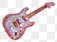 PNG Glitter guitar flat sticker musical instrument electric guitar.